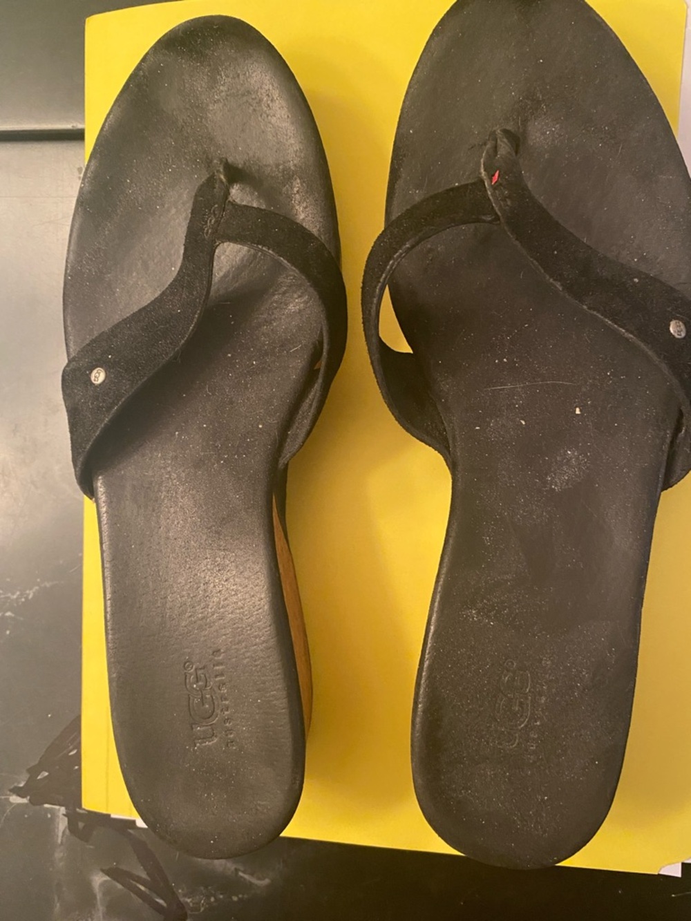 UGG Black Suede Women's Thong Sandals